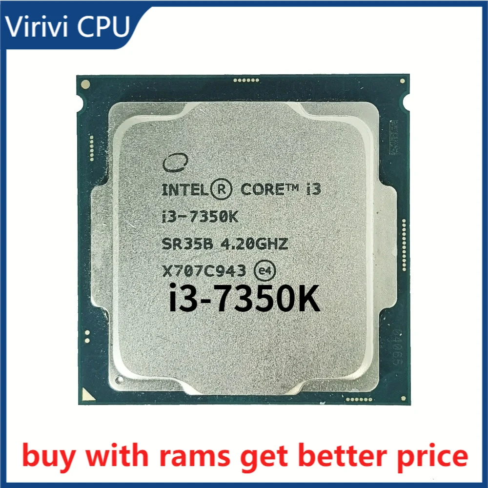 Intel Core i3-7350K i3 7350K 4.2 GHz Dual-Core Quad-Thread CPU Processor 4M 60W LGA 1151
Intel Core i3-7350K i3 7350K 4.2 GHz Dual-Core Quad-Thread CPU Processor 4M 60W LGA 1151