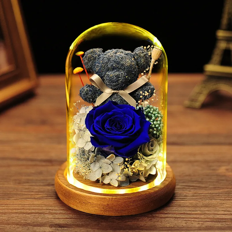 Preserved Rose with Light Eternal Flower in Glass Teddy Bear and Deer Decorations for Home Gift for Girlfriend
Preserved Rose with Light Eternal Flower in Glass Teddy Bear and Deer Decorations for Home Gift for Girlfriend