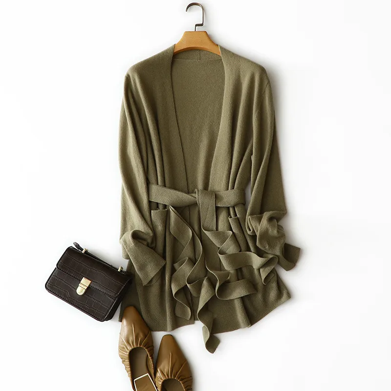 Lace Up Kimono Cardigan Korean Fashion Office Lady 100% Cashmere Sweater Women Women Winter Sweater Clothes
Lace Up Kimono Cardigan Korean Fashion Office Lady 100% Cashmere Sweater Women Women Winter Sweater Clothes