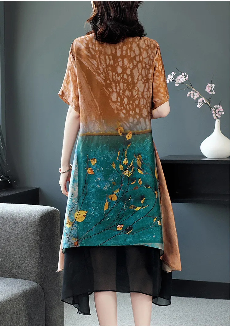 Large size dress female 2021 spring and summer new printed round neck loose short sleeve printed temperament mid-length dresses
Large size dress female 2021 spring and summer new printed round neck loose short sleeve printed temperament mid-length dresses
