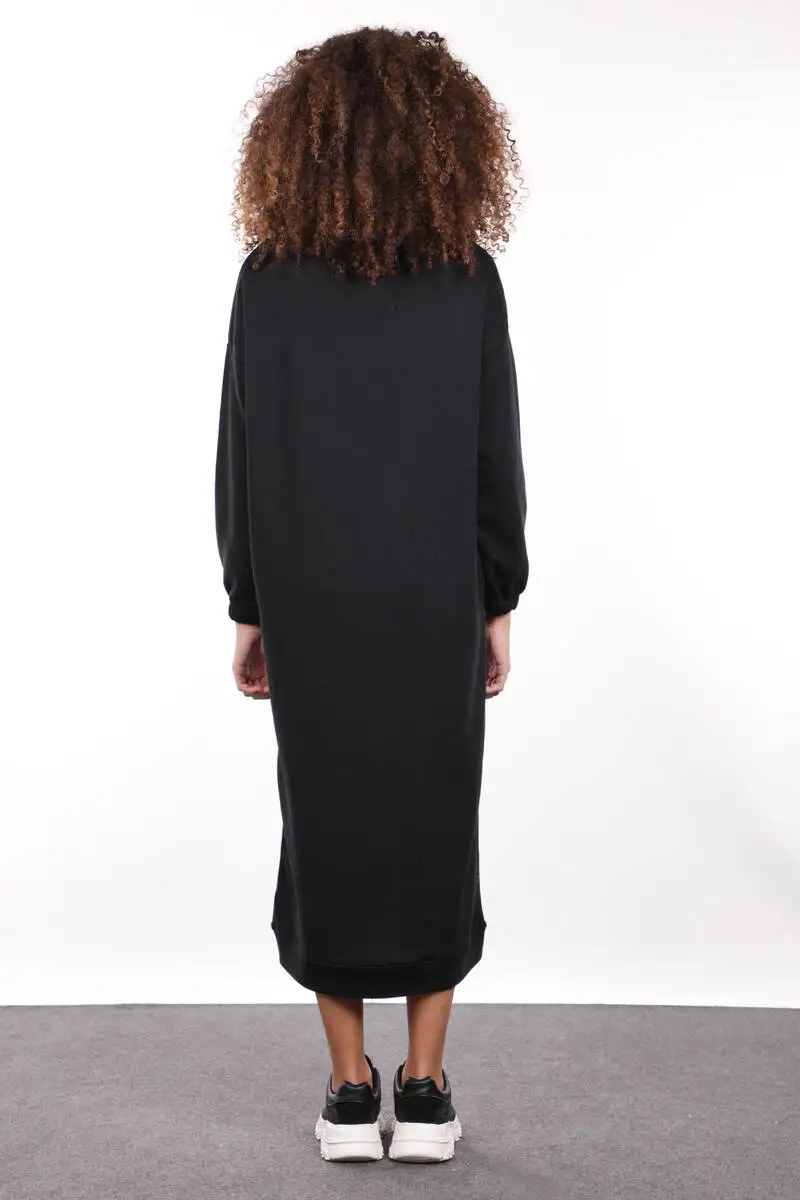 Black Turtleneck Basic Womens Sweat Dress 
Black Turtleneck Basic Womens Sweat Dress