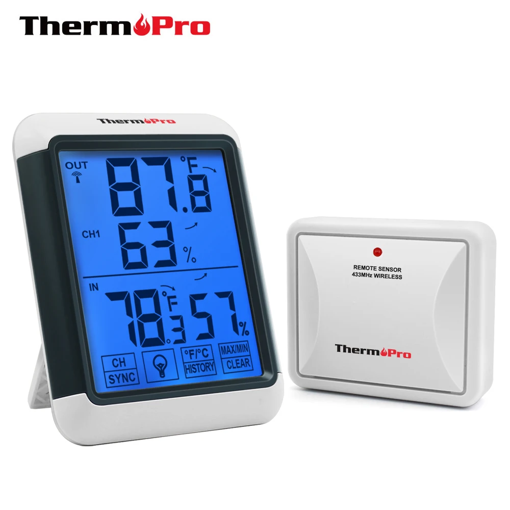 Беспроводная Цифровая метеостанция ThermoPro TP65A 100 м гигрометр с монитором