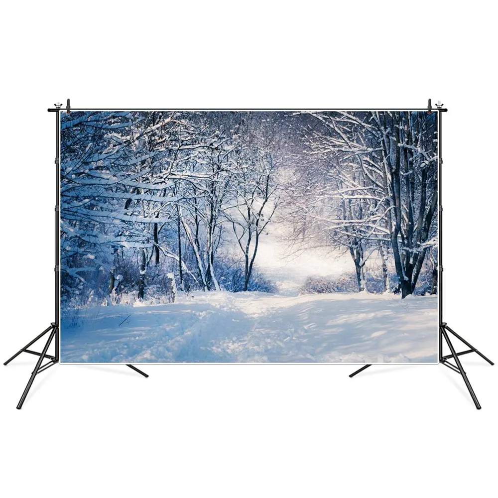 

Winter Snowy Forest Path Photography Backgrounds Photozone Photocall Baby Child Party Photographic Backdrops For Photo Studio