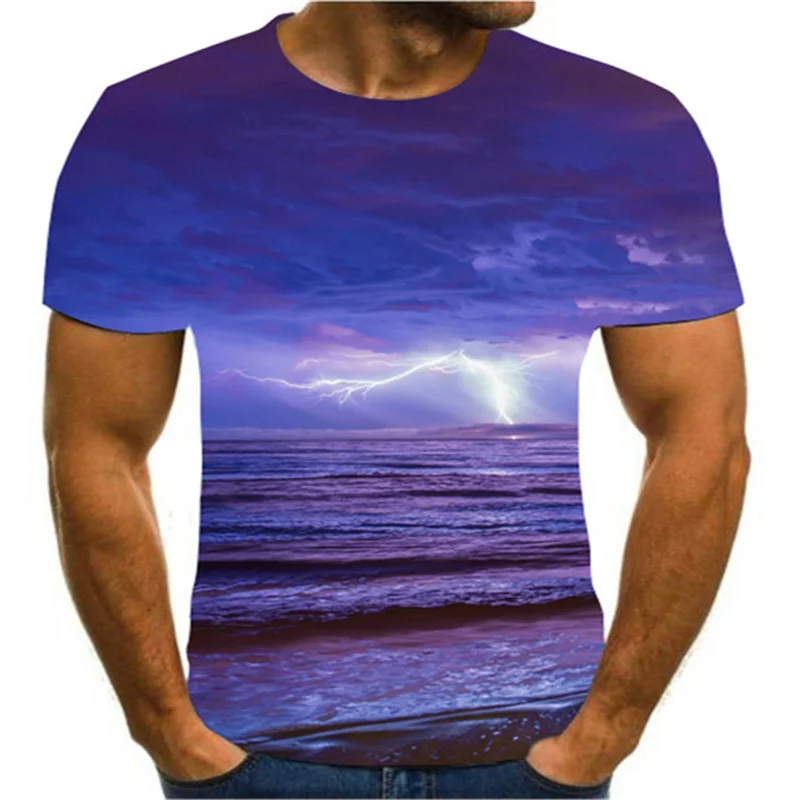 Summer men's new 3D printing T-shirt Lightning Landscape printing casual fashion T-shirt Blue O-neck T-shirt Beach T-shirt
Summer men's new 3D printing T-shirt Lightning Landscape printing casual fashion T-shirt Blue O-neck T-shirt Beach T-shirt
