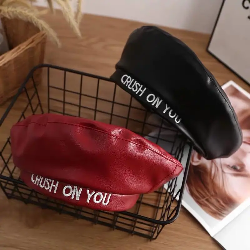 Autumn and Winter Alphabet Leather Beret French Elegant Ladies Leather Beret CRUSH ON YOU Alphabet Solid Color PU Hat Women
Autumn and Winter Alphabet Leather Beret French Elegant Ladies Leather Beret CRUSH ON YOU Alphabet Solid Color PU Hat Women