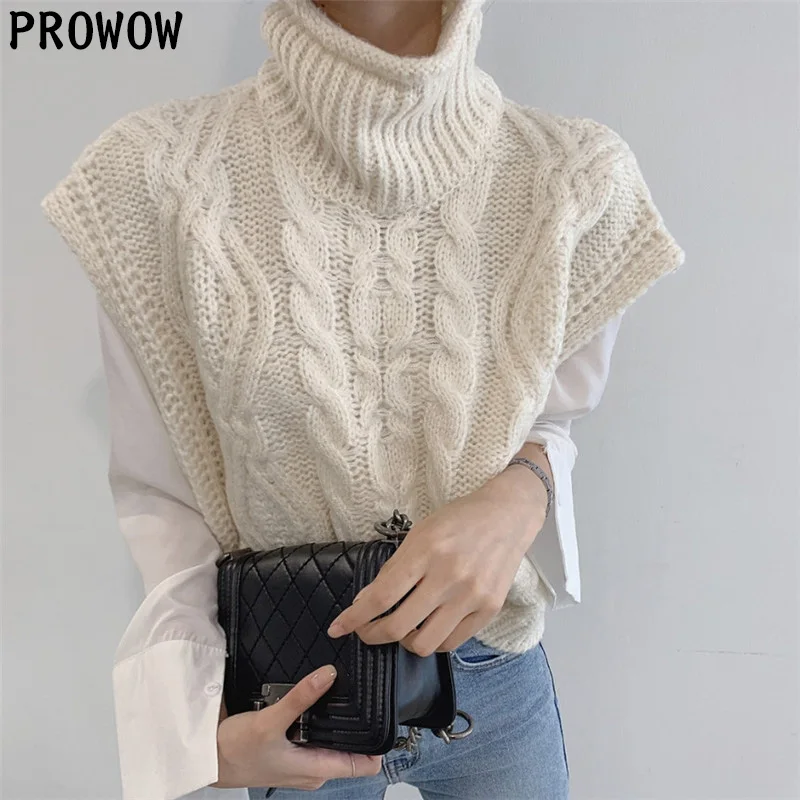 Fashion Twist Pattern Short Pullover Waistcoat Autumn Winter Turtleneck Sleeveless Sweater Vest Casual Loose Knitwear Tops 2020
Fashion Twist Pattern Short Pullover Waistcoat Autumn Winter Turtleneck Sleeveless Sweater Vest Casual Loose Knitwear Tops 2020