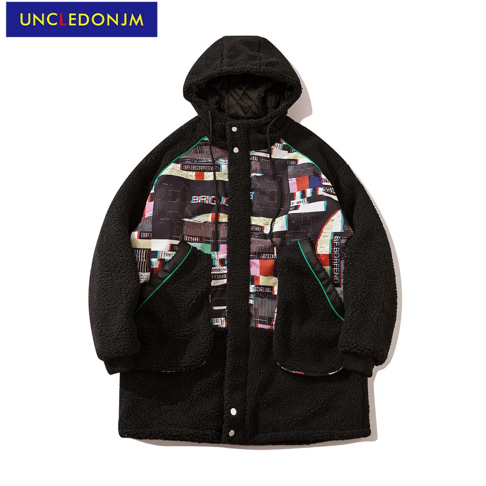 UNCLEDONJM Patchwork lamb wool buble coat men streetwear hip hop loose thick hoodie jacket vintage men winter coat 233
UNCLEDONJM Patchwork lamb wool buble coat men streetwear hip hop loose thick hoodie jacket vintage men winter coat 233
