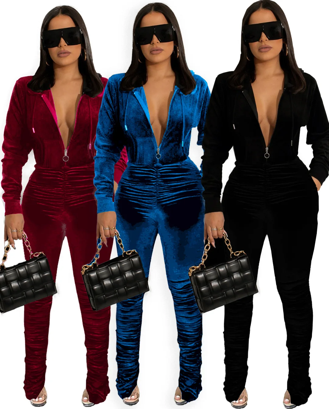 Winter Velvet Clothes Tracksuit Women Casual Solid Zipper Up Long Sleeve Hooded Jackets + Stacked Pants Two Piece Set Outfits
Winter Velvet Clothes Tracksuit Women Casual Solid Zipper Up Long Sleeve Hooded Jackets + Stacked Pants Two Piece Set Outfits