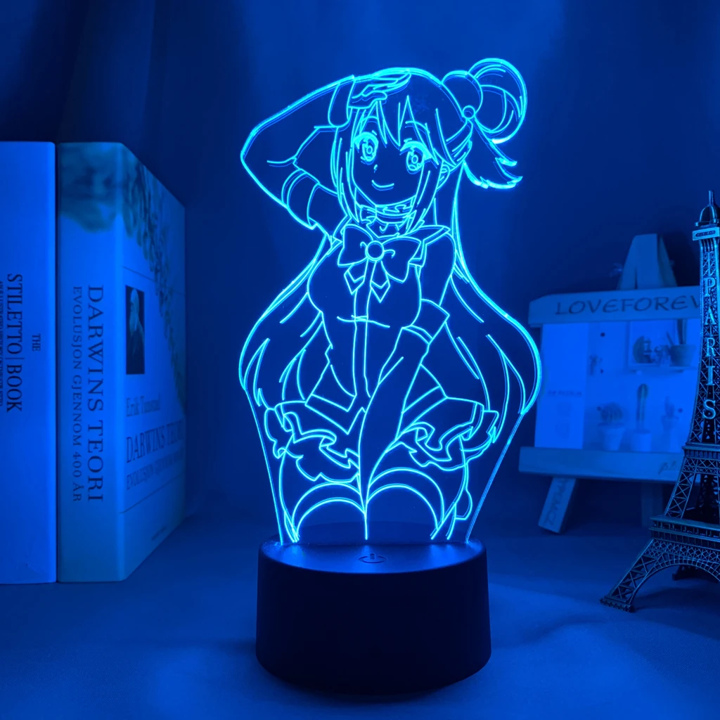 

Аниме светодиодный светильник KonoSuba Aqua для детской спальни Декор Ночной светильник подарок на день рождения манга коносуба комната стол 3d л...