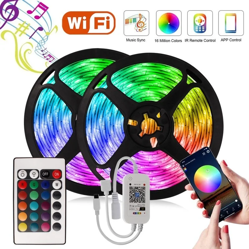 Светодиодная ленсветильник RGB 5050 2835 с поддержкой Bluetooth, гибкая лента, диодсветильник Светодиодная лента для украшения комнаты, лента длиной ...
Светодиодная ленсветильник RGB 5050 2835 с поддержкой Bluetooth, гибкая лента, диодсветильник Светодиодная лента для украшения комнаты, лента длиной ...