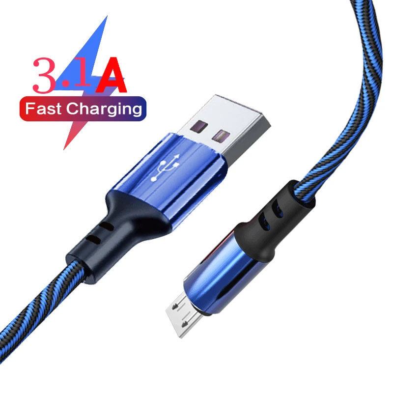 Кабель Micro USB 1 м 2 0 5 3 А шнур для быстрой зарядки и передачи данных usb Samsung Huawei Xiaomi