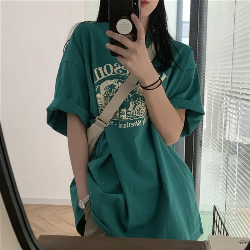 American Retro Print Pattern Short-Sleeved t-Shirt Women Summer Korean Version Of Harajuku Street Loose Oversized O-Neck Top
American Retro Print Pattern Short-Sleeved t-Shirt Women Summer Korean Version Of Harajuku Street Loose Oversized O-Neck Top