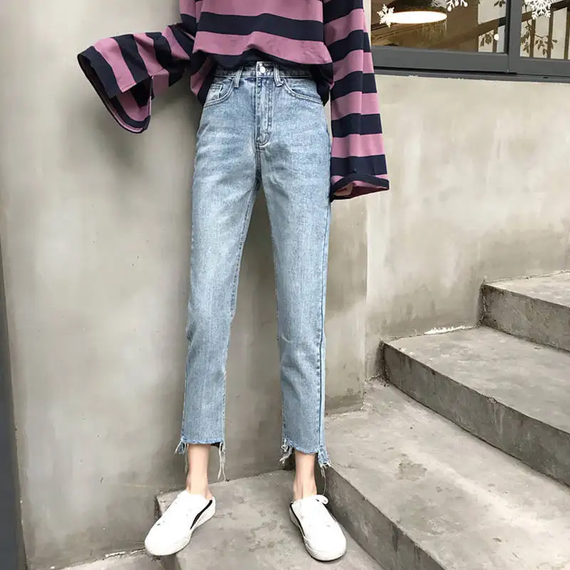 Jeans Women Summer Fur-line High-waist Vintage Washed Straight Streetwear Ulzzang Casual Simple Korean-style Slim All-match Jean
Jeans Women Summer Fur-line High-waist Vintage Washed Straight Streetwear Ulzzang Casual Simple Korean-style Slim All-match Jean