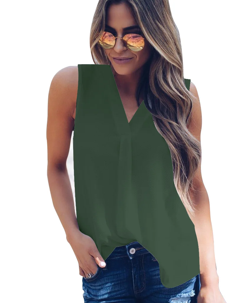 Fashion Women V Neck Chiffon Blouses Summer Top Sleeveless Shirt Casual Tops blusas mujer de moda 2020
Fashion Women V Neck Chiffon Blouses Summer Top Sleeveless Shirt Casual Tops blusas mujer de moda 2020