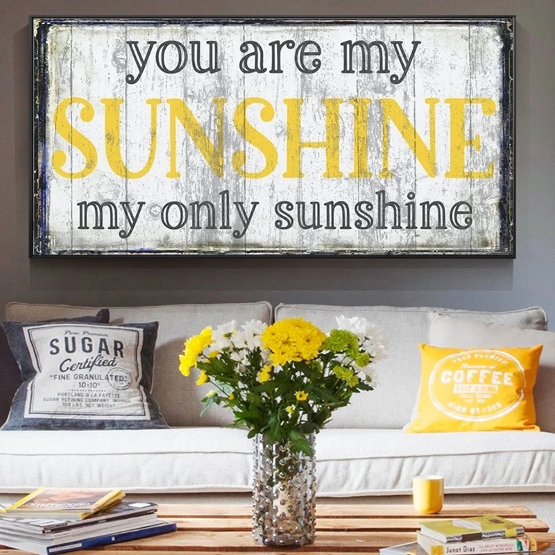 Retro Romantic Words Posters And Prints For Living Room Farmhouse Wall Art You Are My Sunshine Sign Canvas Painting Home Decor
Retro Romantic Words Posters And Prints For Living Room Farmhouse Wall Art You Are My Sunshine Sign Canvas Painting Home Decor