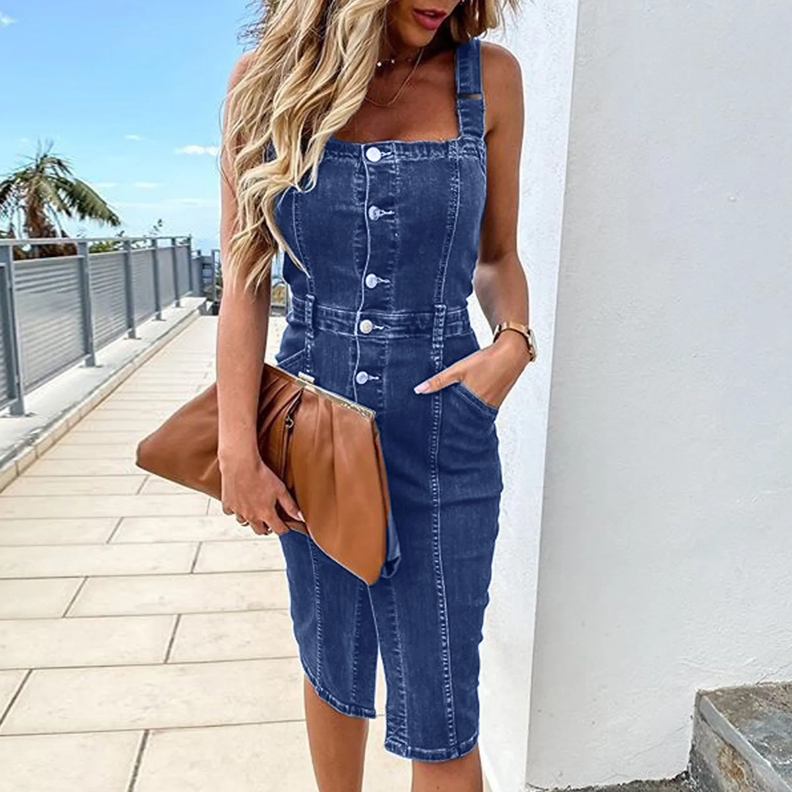 Women's Dress Plus Size 3XL Square Neck Summer 2022 Loose Button Casual Sleeveless Dress Denim Faux Jean Knee Length Vestidos
Women's Dress Plus Size 3XL Square Neck Summer 2022 Loose Button Casual Sleeveless Dress Denim Faux Jean Knee Length Vestidos