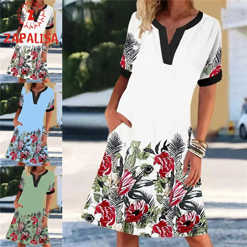 Retro Women Summer Print A-Line Dress for Streetwear Patchwork Design Pockets Decor V-Neck Short Sleeve Mid Waist Slim Dress
Retro Women Summer Print A-Line Dress for Streetwear Patchwork Design Pockets Decor V-Neck Short Sleeve Mid Waist Slim Dress