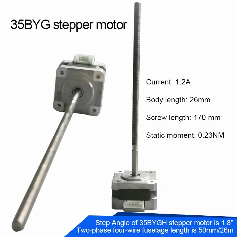 35BYG Stepper Motor Small Motor Long Shaft Screw Straight 26mm / 50mm Two-phase Four-wire Stepper Motor
35BYG Stepper Motor Small Motor Long Shaft Screw Straight 26mm / 50mm Two-phase Four-wire Stepper Motor