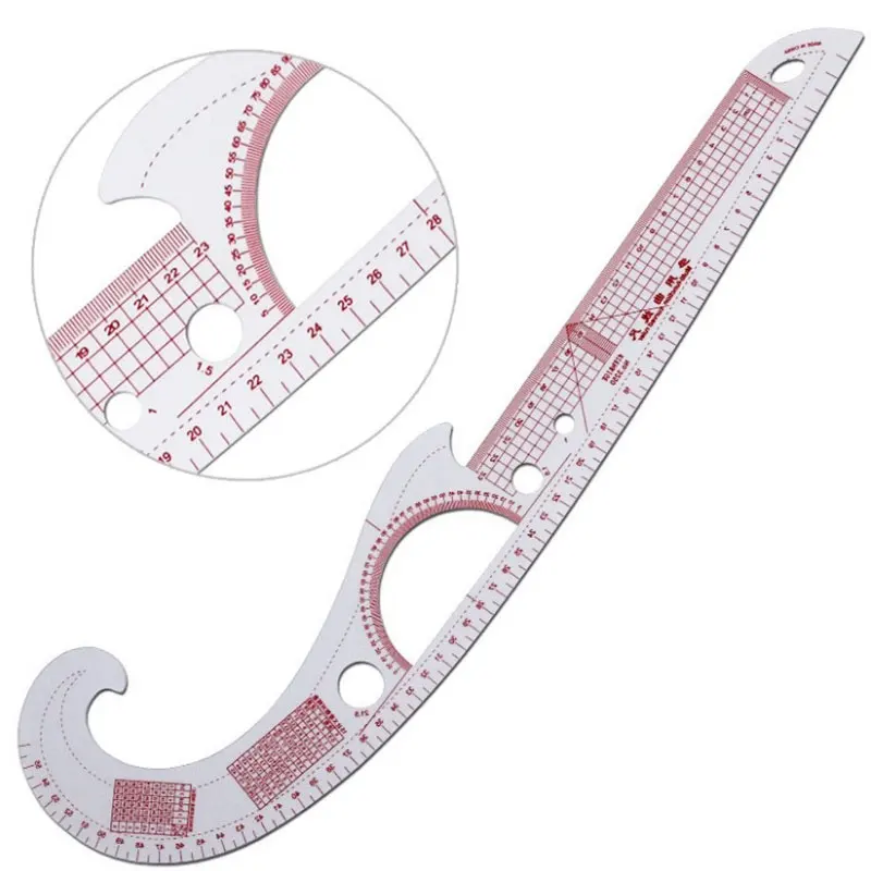 

1Pcs Multi-function Plastic French Curve Sewing Ruler Measure 360 Tailor Ruler Degree Tools Bend Ruler Making Design Clothin