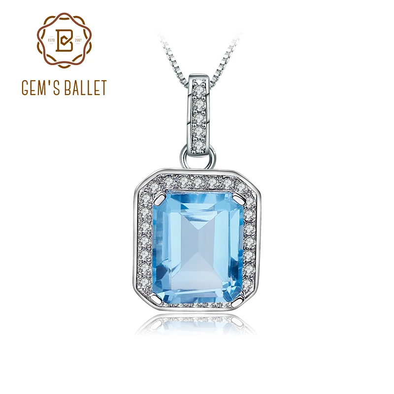 Gem's Ballet 4.32Ct Natural Swiss Blue Topaz 925 Sterling Silver Classic Gemstone Pendant Necklace For Women Vintage Accessories 
Gem's Ballet 4.32Ct Natural Swiss Blue Topaz 925 Sterling Silver Classic Gemstone Pendant Necklace For Women Vintage Accessories