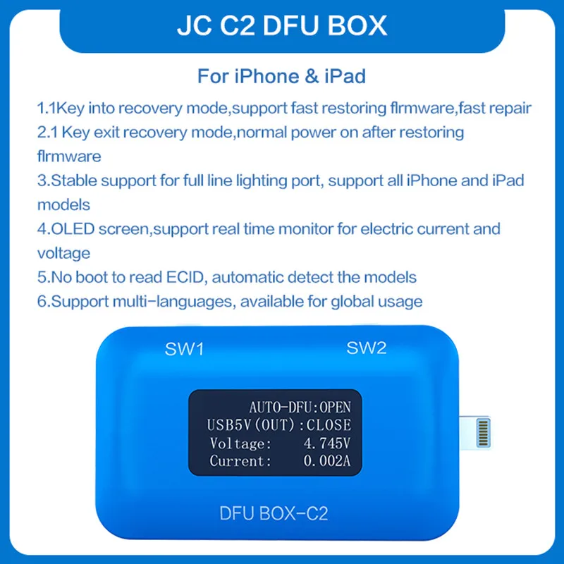 Плата JC DFU BOX C2 восстановление перезагрузки IOS мгновенной SN ECID считывание