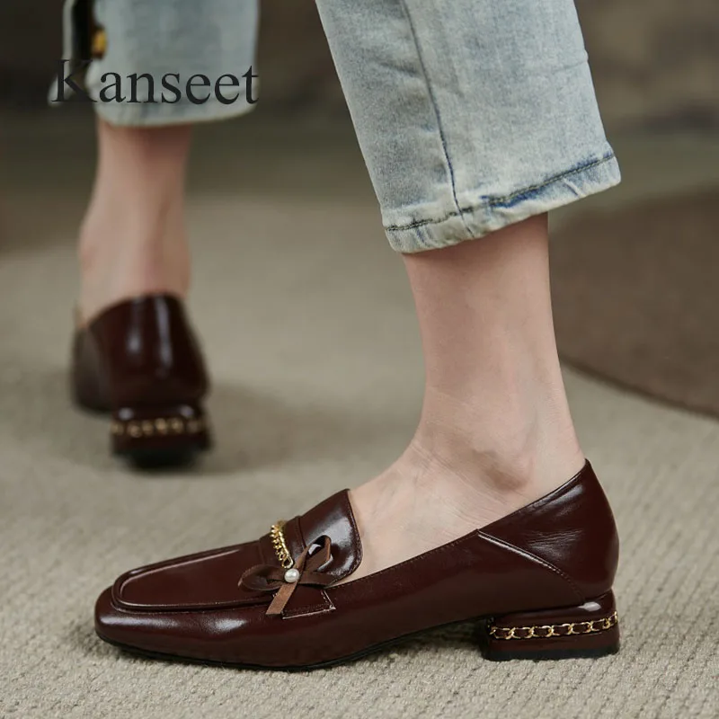 Kanseet Square Heel Women's Pumps 2022 Spring New Square Toe Metal Chain Decoration Cow Leather Shoes Low Heels Lady Footwear 40
Kanseet Square Heel Women's Pumps 2022 Spring New Square Toe Metal Chain Decoration Cow Leather Shoes Low Heels Lady Footwear 40