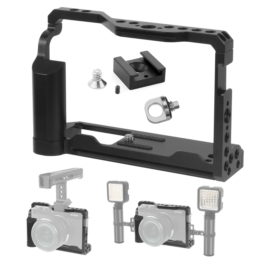 Aluminum Alloy Camera Cage Rig Protective Frame with Cold Shoe Arri Mount Top Handle Grip for Fujifilm X-E4 Camera Accessories
Aluminum Alloy Camera Cage Rig Protective Frame with Cold Shoe Arri Mount Top Handle Grip for Fujifilm X-E4 Camera Accessories