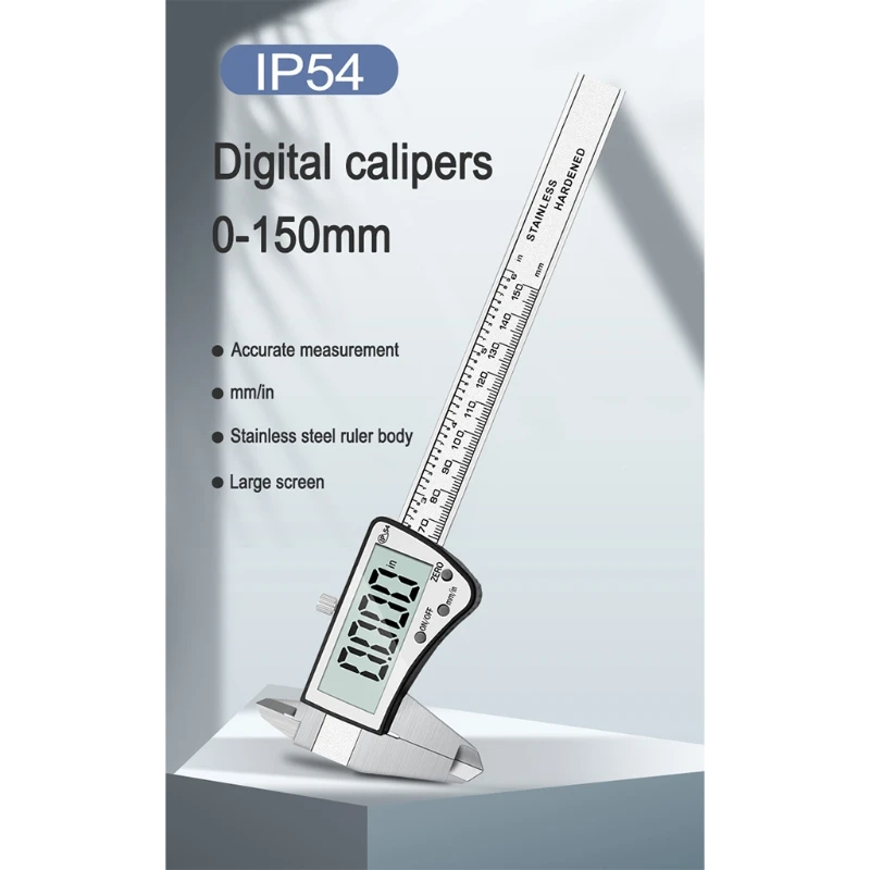 150mm 6'' Stainless Steel Digital Vernier Caliper IP54 Waterproof Electronic LCD Calipers Measuring Tool
150mm 6'' Stainless Steel Digital Vernier Caliper IP54 Waterproof Electronic LCD Calipers Measuring Tool