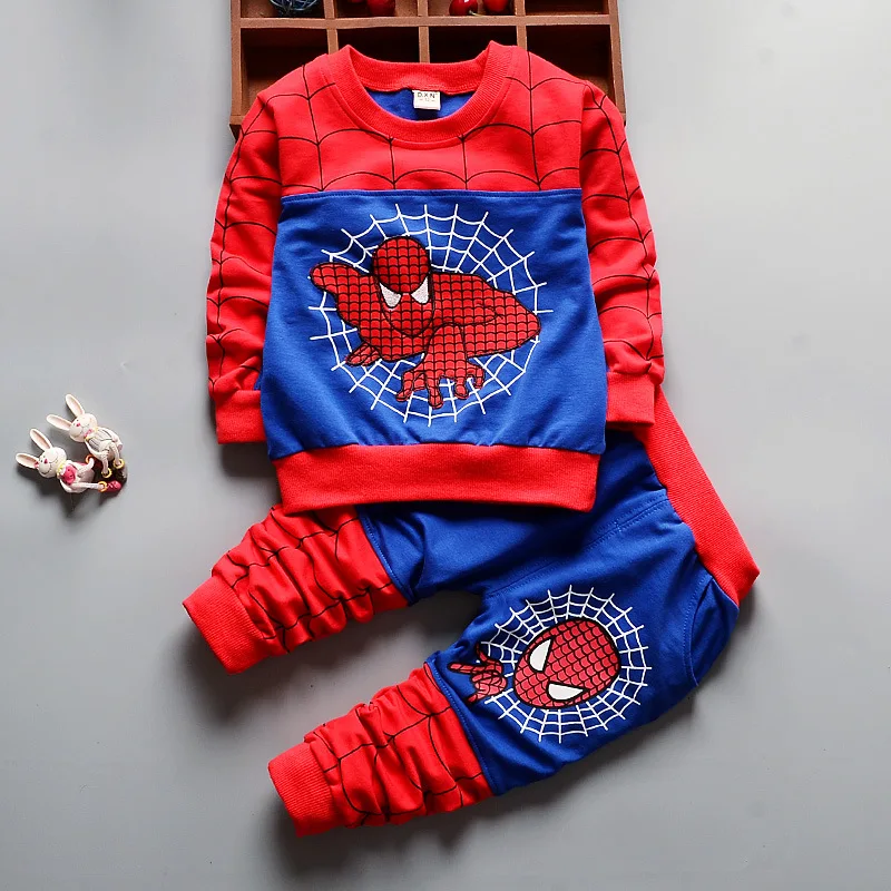 Комплект одежды для маленьких мальчиков куртка с мультяшным человеком-пауком +
