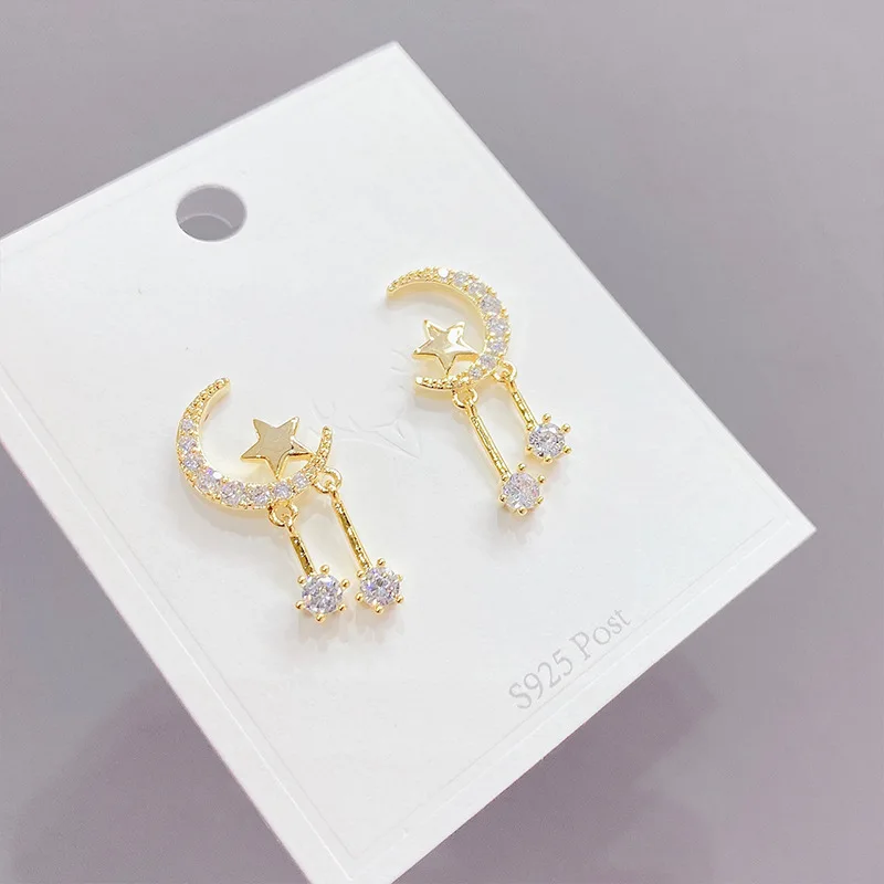 Wholesale S925 Silvers Needle Noble Rhinestone Tassel Earrings Light Luxury Crescent Moon Micro Zircon-Encrusted Stud 
Wholesale S925 Silvers Needle Noble Rhinestone Tassel Earrings Light Luxury Crescent Moon Micro Zircon-Encrusted Stud