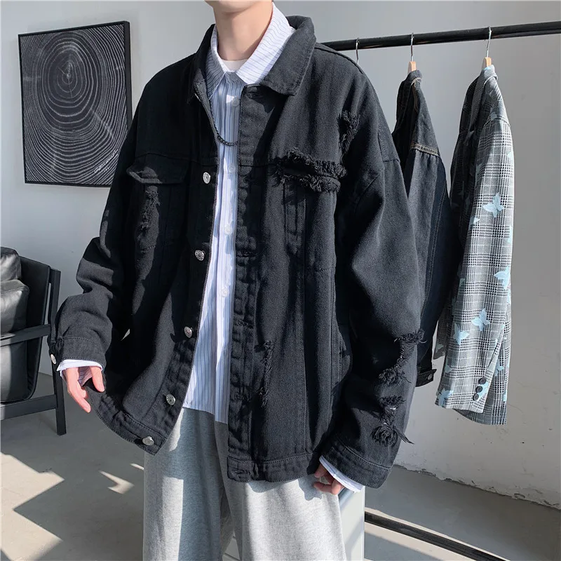 Spring Summer Men Denim Jackets Korean Solid Hole Streetwear Leisure Jean Jacket Khaki/Black/Army Green Fashion Jeans Coat
Spring Summer Men Denim Jackets Korean Solid Hole Streetwear Leisure Jean Jacket Khaki/Black/Army Green Fashion Jeans Coat