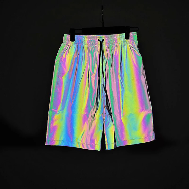 Шорты мужские светоотражающие летние цветные штаны для бега в стиле хип-хоп