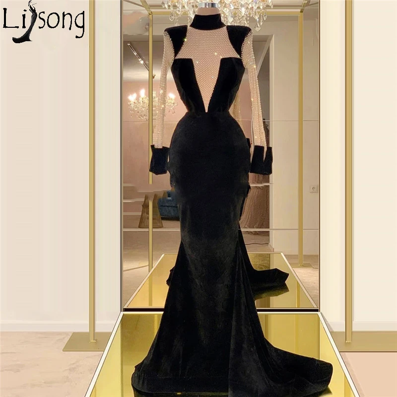 Black Mermaid Formal Evening Dresses 2020 Long Sleeves Glitter Muslim Middle East Women Robe Soiree Party Gown 2020 Prom Dresses
Black Mermaid Formal Evening Dresses 2020 Long Sleeves Glitter Muslim Middle East Women Robe Soiree Party Gown 2020 Prom Dresses