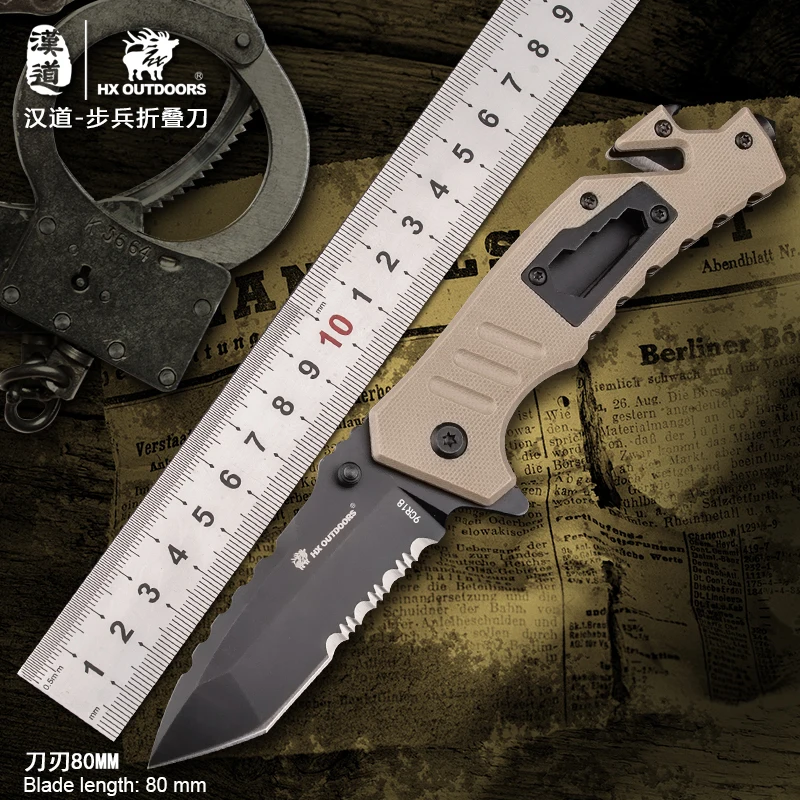 Handdao 9RC18MOV outdoor folding knife G10 non-slip Handl vehicle self-defense survival knife multi-functional tactical design 
Handdao 9RC18MOV outdoor folding knife G10 non-slip Handl vehicle self-defense survival knife multi-functional tactical design