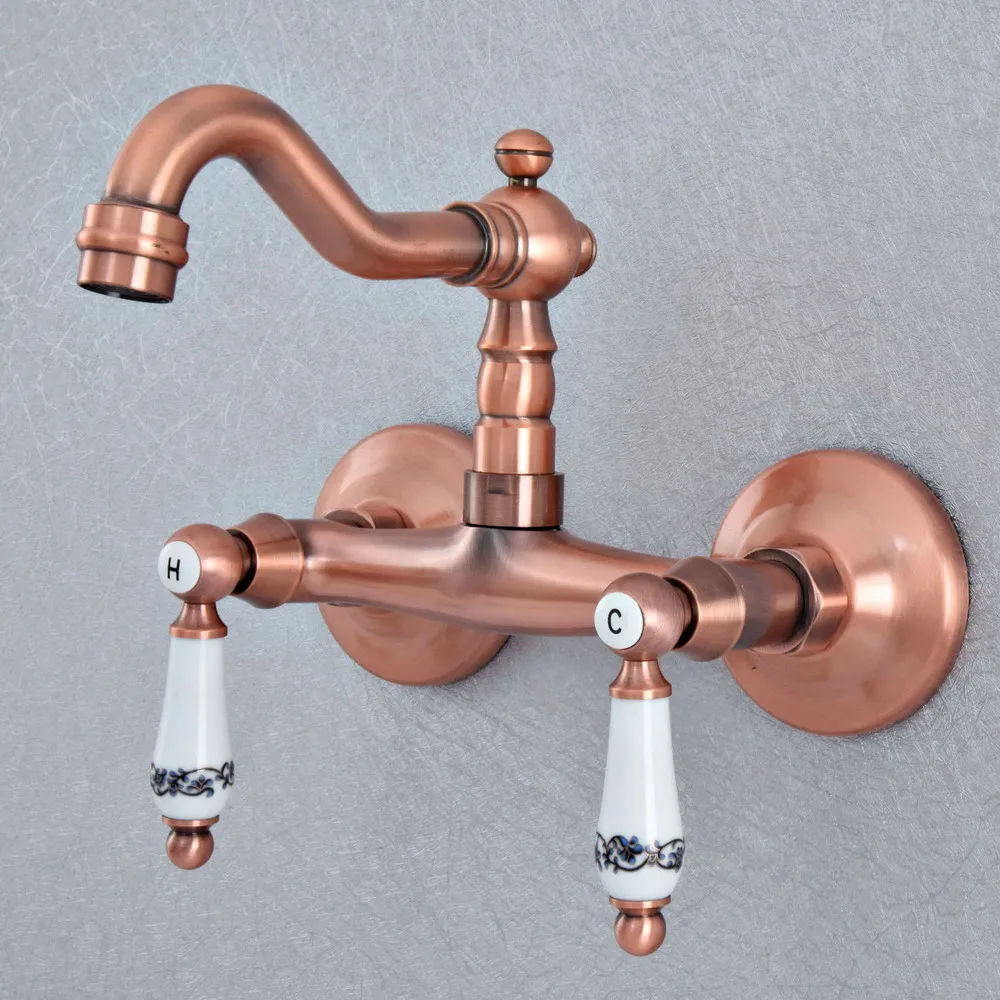 Antique Red Copper Brass Wall Mounted Kitchen Wet Bar Bathroom Sink Faucet Swivel Spout Mixer Tap Dual Ceramic Handles asf893
Antique Red Copper Brass Wall Mounted Kitchen Wet Bar Bathroom Sink Faucet Swivel Spout Mixer Tap Dual Ceramic Handles asf893