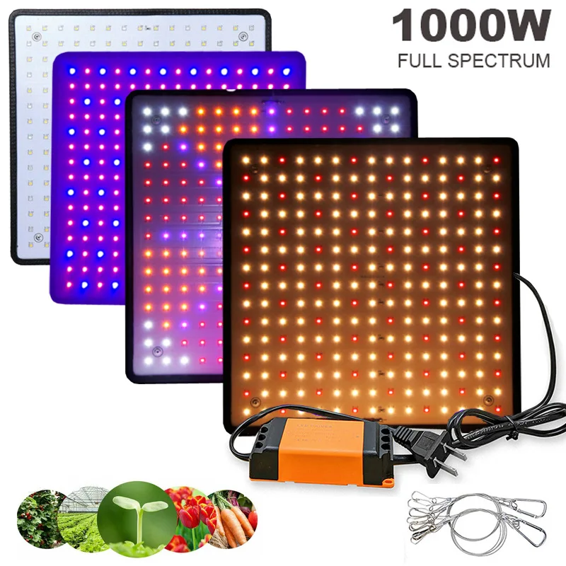 

1000W LED Grow Light Panel Full Spectrum Phyto Lamp AC85-240V for Indoor Grow Tent Plants Greenhouse Hydroponic Plants Growth