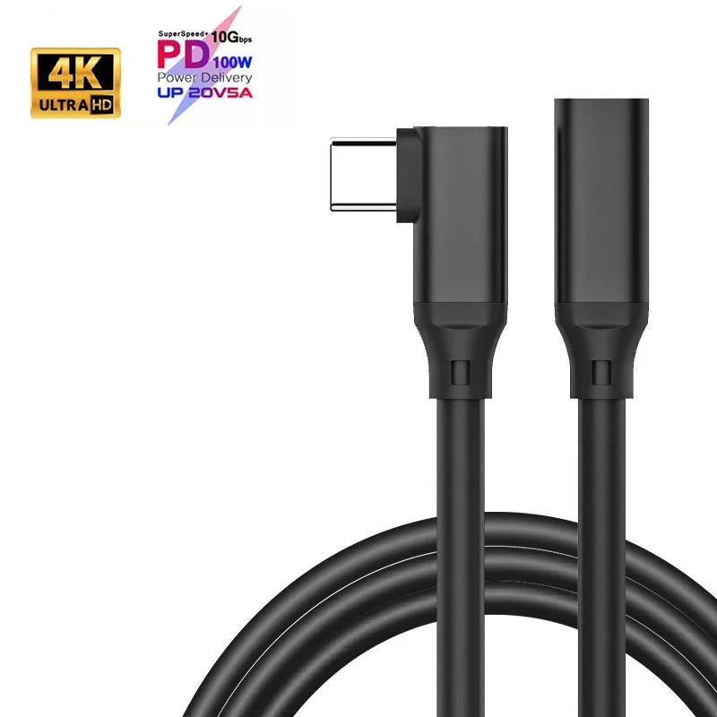 

Коленчатый удлинитель USB C, кабель для быстрой зарядки типа C USB 3,1, кабель для передачи данных, удлинитель, шнур 4K HD передачи данных, штекер-гнездо, 0,2 м, 0,5 м, 1 м