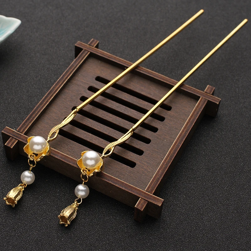 2 шт. классические заколки для волос медные Kanzashi Hanfu костюмы шиньон кисточка