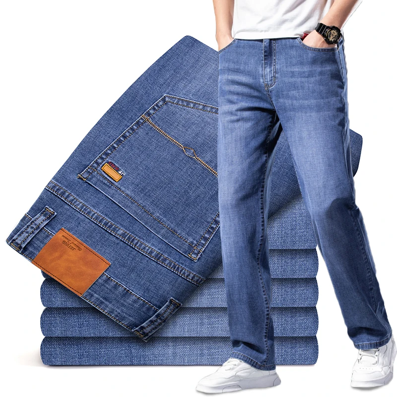 Plus Size 42 44 46 Summer Men Thin Blue Smoky Gray Jeans Classic Style Loose Straight Elastic Fashion Denim Trousers Male Brand
Plus Size 42 44 46 Summer Men Thin Blue Smoky Gray Jeans Classic Style Loose Straight Elastic Fashion Denim Trousers Male Brand