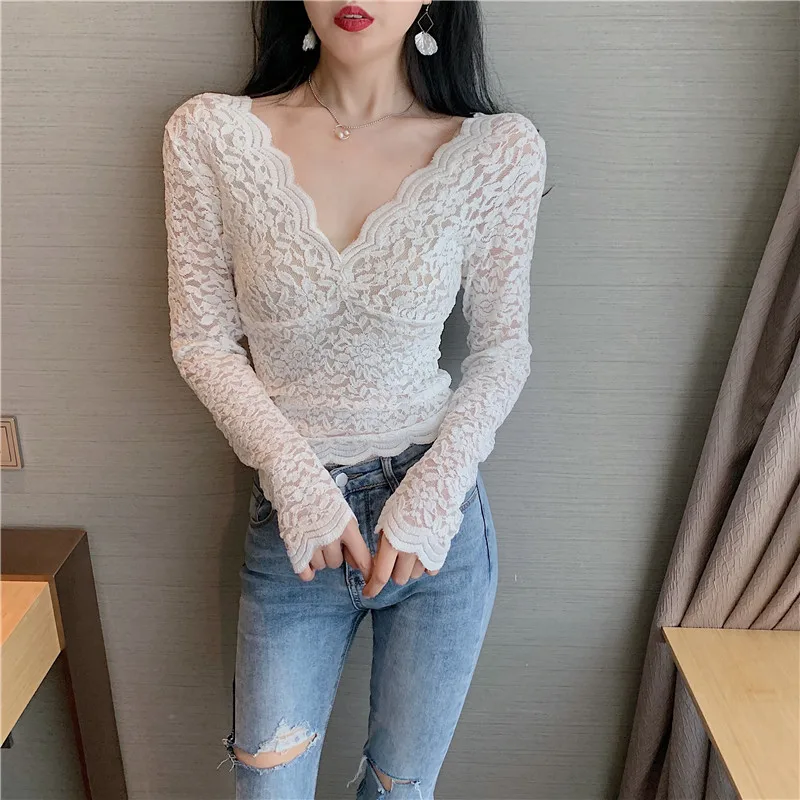 Lace White Hollow Out V-neck Shirts Women Blouses Autumn Style Slim Crop Top Female Fashion Brand Blusas Mujer De Moda New
Lace White Hollow Out V-neck Shirts Women Blouses Autumn Style Slim Crop Top Female Fashion Brand Blusas Mujer De Moda New