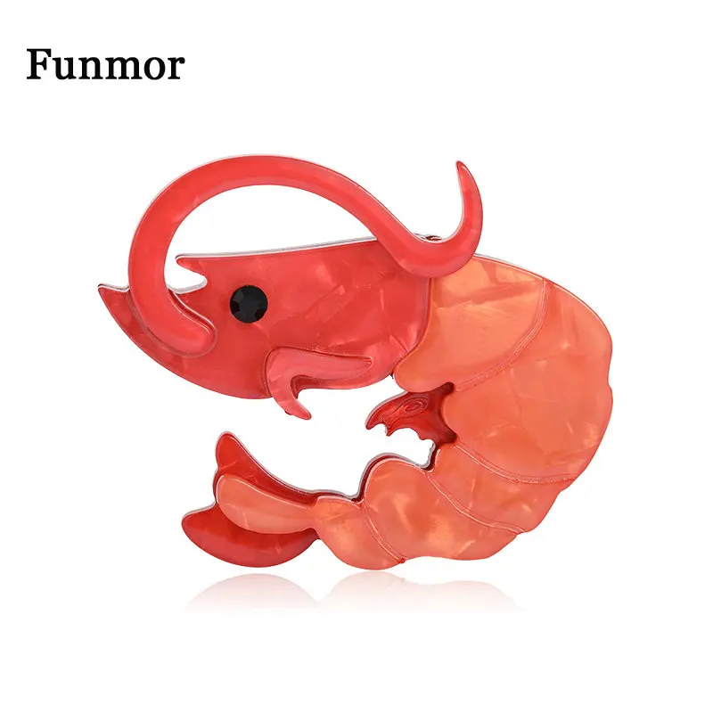 Женская акриловая брошь Funmor Специальная в форме креветок оранжевого цвета
