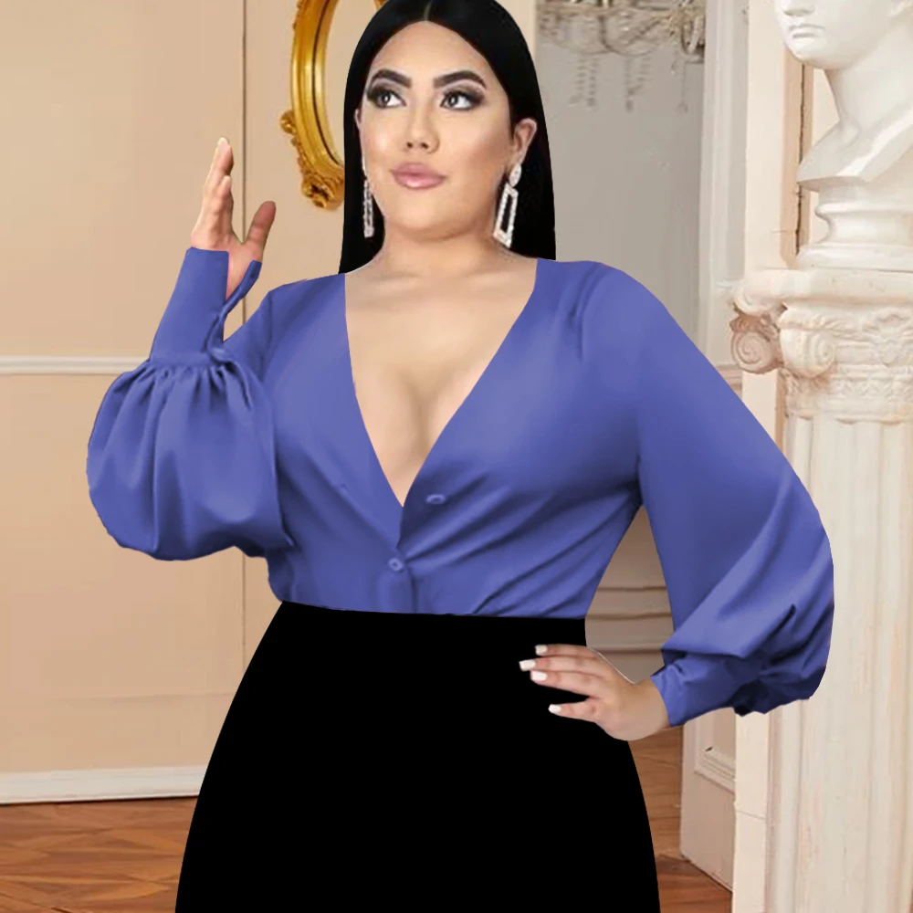 Блузка размера плюс с v-образным вырезом, синяя, розовая, сексуальная, на пуговицах, с длинным пышным рукавом, женские, весна-осень, топы, модн...
Блузка размера плюс с v-образным вырезом, синяя, розовая, сексуальная, на пуговицах, с длинным пышным рукавом, женские, весна-осень, топы, модн...