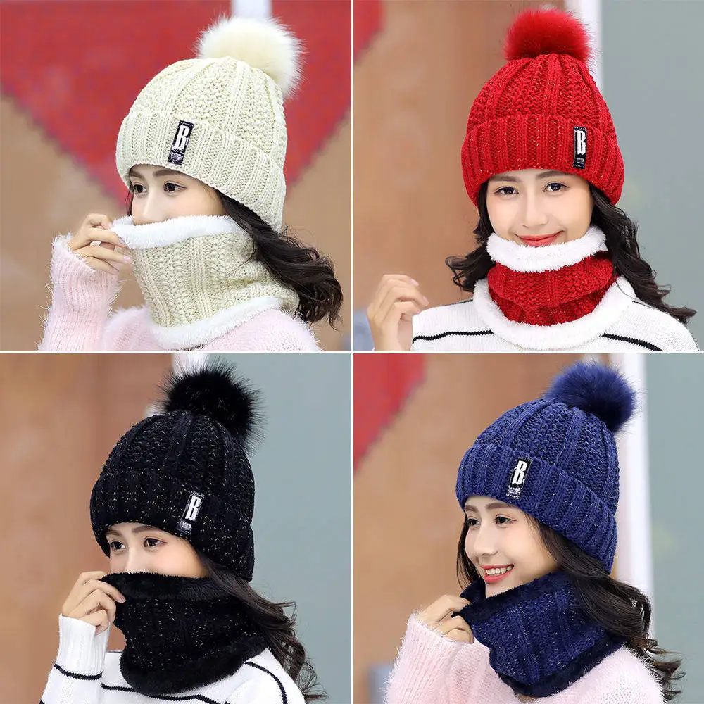 2020 New Winter Hats Women With Bib Cute Warm Velvet Wool Hat Female Thicking Riding Windproof Knit Hat Skullies Beanie Caps Set
2020 New Winter Hats Women With Bib Cute Warm Velvet Wool Hat Female Thicking Riding Windproof Knit Hat Skullies Beanie Caps Set
