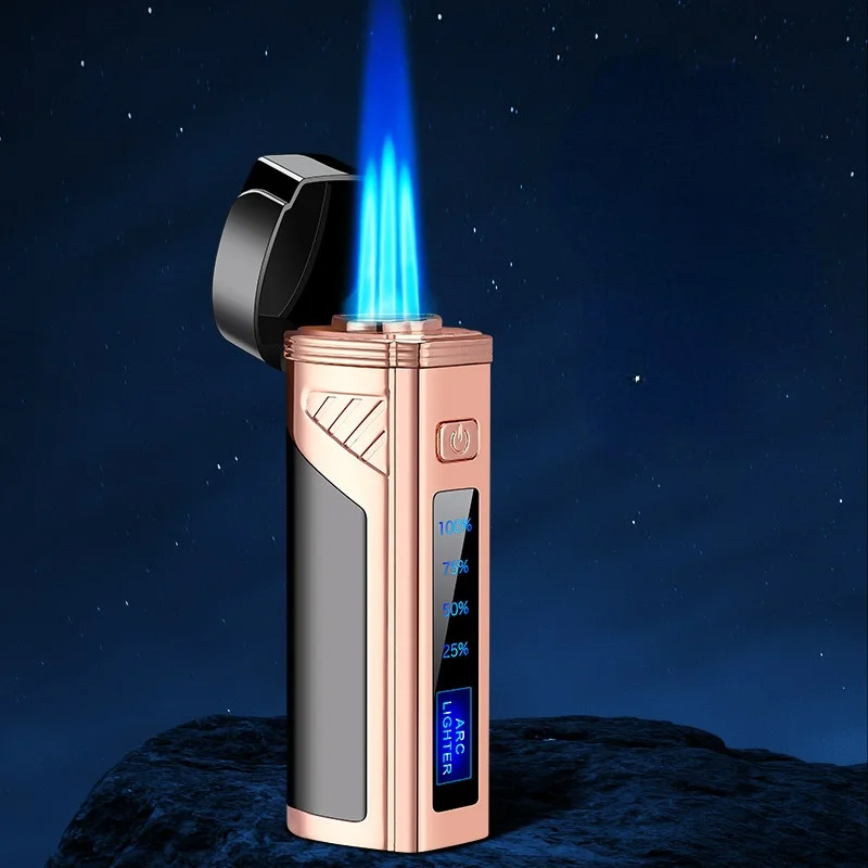 Touch-sensing Three Straight Windproof Blue Flame Lighter Multi-function Gas and Electric Combo with Cigar Cutter Men Gadgets
Touch-sensing Three Straight Windproof Blue Flame Lighter Multi-function Gas and Electric Combo with Cigar Cutter Men Gadgets