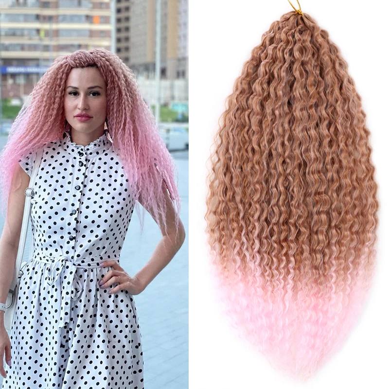 

Full Star 20 inch Afro Kinky Curly Crochet Braids Hair Ombre Braiding Hair Extensions Marly Hair For Women Brown 613 Pink Hair