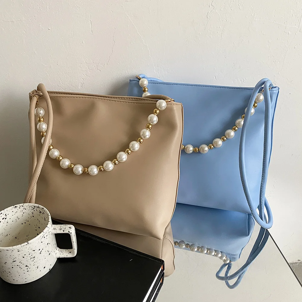 Fashion Pearl Chain Bucket Handbags For Ladies Shoulder Bags Vintage PU Leather Solid Color Casual Women Shoulder Underarm Bags
Fashion Pearl Chain Bucket Handbags For Ladies Shoulder Bags Vintage PU Leather Solid Color Casual Women Shoulder Underarm Bags