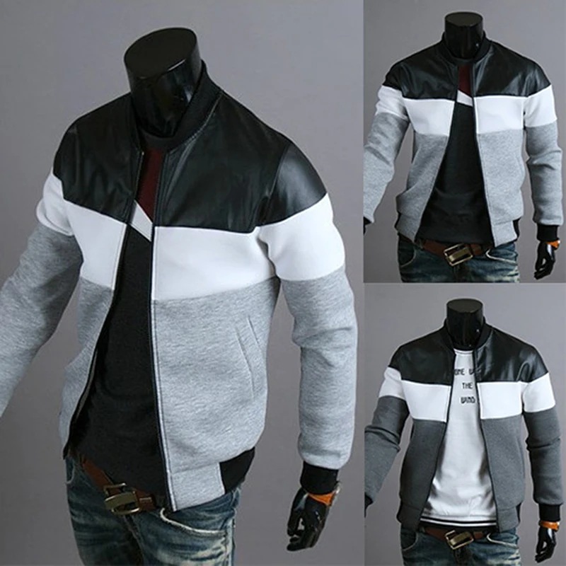 New Men Outerwear Fashion PU Patchwork Coats Casual Loose Stand Collar Jackets Plus Size Male Baseball Uniforms For Male
New Men Outerwear Fashion PU Patchwork Coats Casual Loose Stand Collar Jackets Plus Size Male Baseball Uniforms For Male