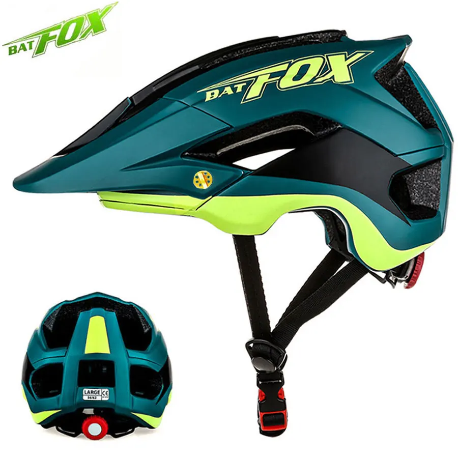 

BATFOX Bicycle Helmet Green Road Mountain Cycling Helmets Integrally-molded MTB With Sun Visor Men Women Ultralight Bike Helmet