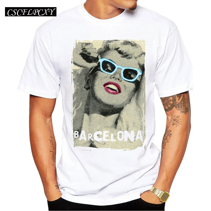 New Arrivals 2019 Fashion Men T Shirt Barcelona Marilyn Monroe Printed t-shirt Short Sleeve Casual Tops Summer | Мужская одежда