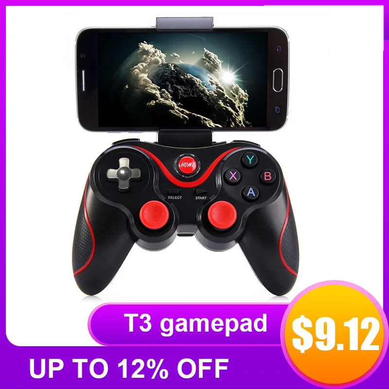 

T3 Bluetooth Gamepad Joystick For Android Wireless Gaming S600 STB S3VR Game Controller for PC Android Smartphone With Holder